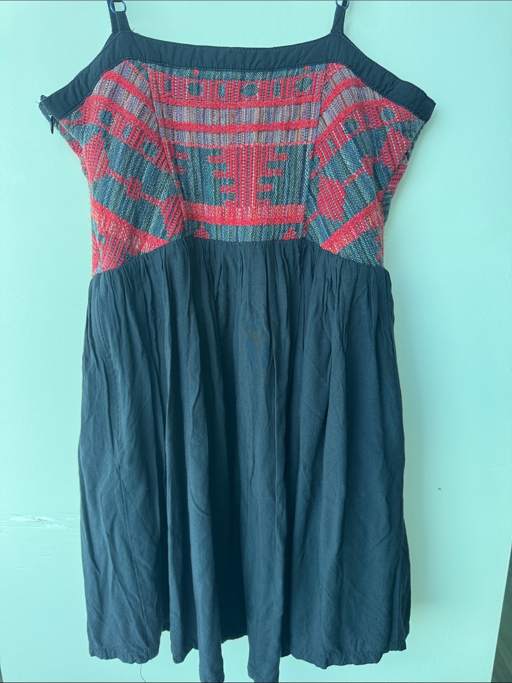 Navy Sundress with Red Geometric Smocked Bodice Size 2 - Picture 5 of 5
